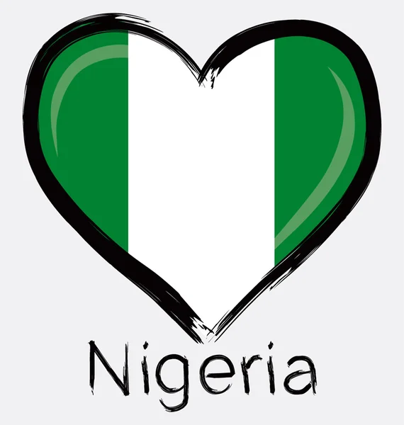 Love Grunge Nigeria flag — Stock Vector