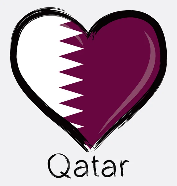 Love brush Qatar Flag — Stock Vector