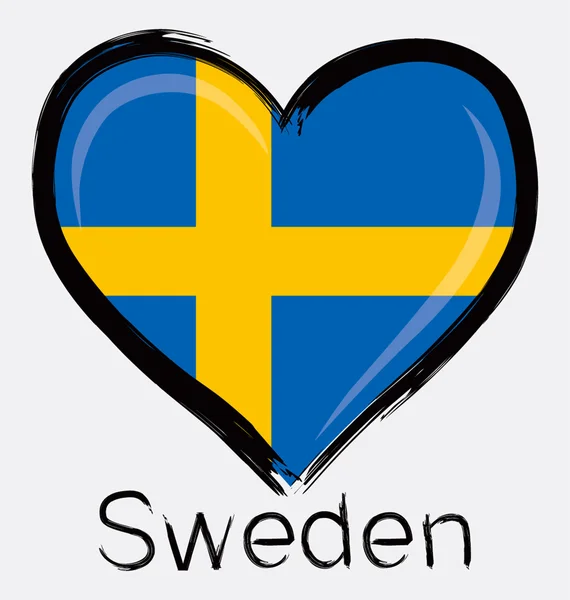 Love Sweden grunge flag — Stock Vector