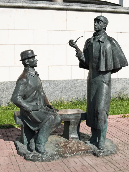 Památník na Sherlock Holmes a Dr. Watson v blízkosti britské velvyslanectví. Stock Snímky