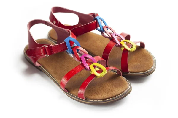 Coppia di sandali femminili colorati — Foto Stock