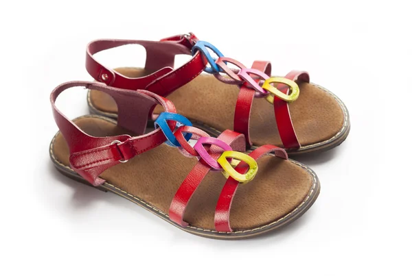 Dvojice barevné ženské sandály Stock Obrázky