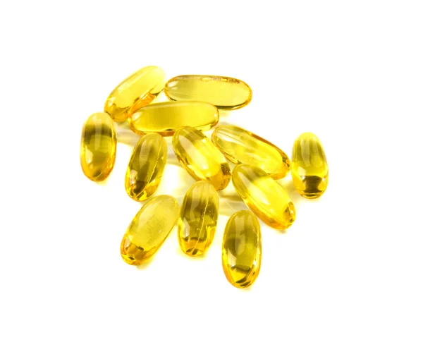 Yellow gelatin pills Stock Photo