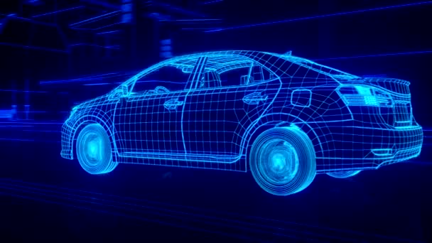 City car Wireframe Переглянути концепцію — стокове відео