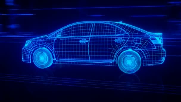 City Car Wireframe Ansicht - konzeptionelle — Stockvideo