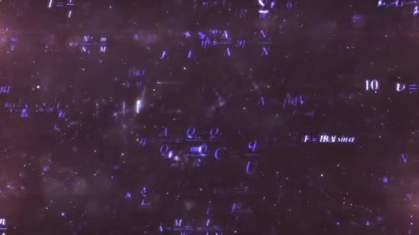 formules de physique mathématique sur le basculement du tableau, arrière-plan de mouvement en boucle généré par ordinateur. rendu 4k 3d 