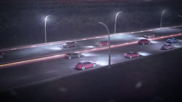 Droga z wielu samochodów w nocy — Wideo stockowe