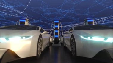 Elektrikli araçların şarjı. Elektrikli otopark.