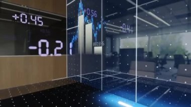 Fiyat artışı analizi çizelgesi. Borsa yarışları, grafik projeksiyonu, ofis alanı. Yakın plan..