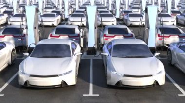 Elektrikli arabaları park etmek. Şarj istasyonları.