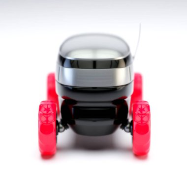 Otomatik Teslimat Robot Servisi. Modern Akıllı Kablosuz Robot bir müşteriye yiyecek ya da yiyecek dağıtıyor. Çevrimiçi Dükkan 'ın Yeni Teknolojik Çok İşletme Sanayii Lojistiği, 3 boyutlu illüstrasyon