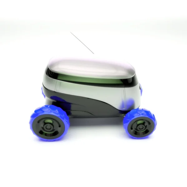 Služba automatických doručovacích robotů. Moderní inteligentní bezdrátový robot dodává zboží nebo potraviny zákazníkovi. New Technological Iot Business Industry of Delivery Logistic of Online Shop. 3D ilustrace — Stock fotografie