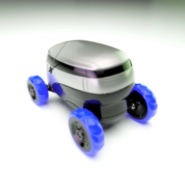 Otomatik Teslimat Robot Servisi. Modern Akıllı Kablosuz Robot bir müşteriye yiyecek ya da yiyecek dağıtıyor. Çevrimiçi Dükkanın Yeni Teknolojik Çok İş Endüstrisi Teslimat Lojistiği. 3d illüstrasyon
