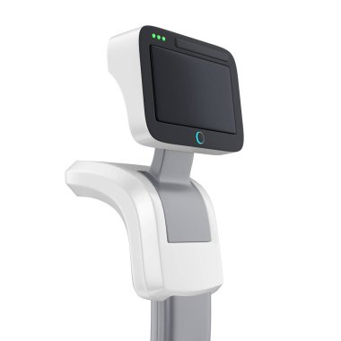 Robot elektrikli süpürge. Dokunmatik ekran, özerk işlem. 3d illüstrasyon.