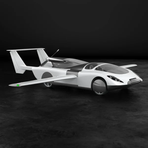 Konzept eines fliegenden Autos. Fliegendes Auto. Studio-Rendering. 3D-Illustration. — Stockfoto