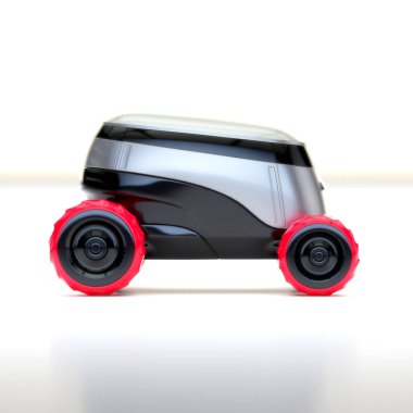 Otomatik Teslimat Robot Servisi. Modern Akıllı Kablosuz Robot bir müşteriye yiyecek ya da yiyecek dağıtıyor. Çevrimiçi Dükkanın Yeni Teknolojik Çok İş Endüstrisi Teslimat Lojistiği. 3d illüstrasyon