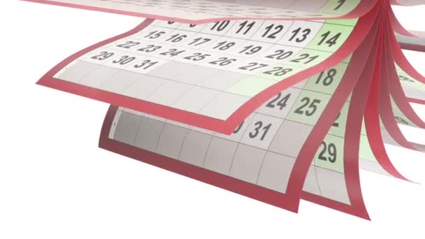 Turneng stránky kalendáře v pomalém pohybu — Stock video
