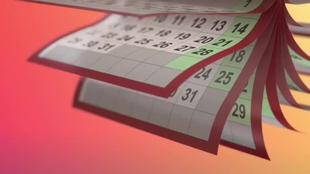 Pagine di calendario turneng al rallentatore — Video Stock