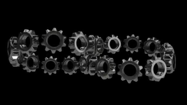 旋转的齿轮和齿轮 — 图库视频影像