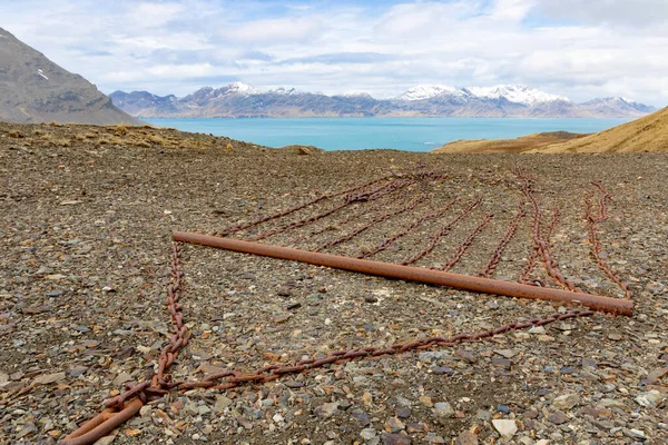 Grytviken 'de terk edilmiş bir balina avlama üssü. Güney Georgia.