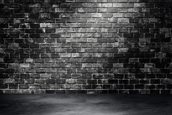 Empty Space Studio Dark Room Brick Wall Concrete Floor Grunge — Stock Photo, Image