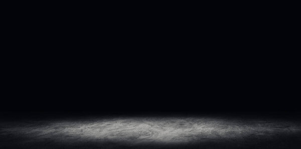 Абстрактное изображение пустого пространства темной комнаты бетонного пола на фоне текстуры.