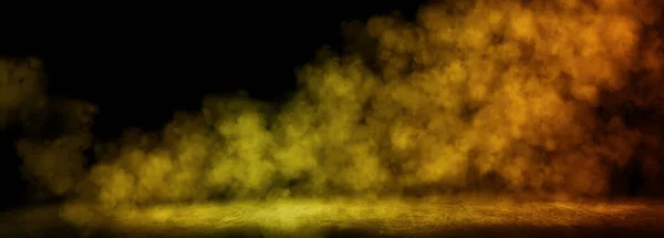 Пустое Пространство Темной Комнаты Студии Эффектом Золотого Пятна Освещения Тумана — стоковое фото