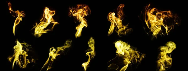 Absztrakt Kép Arany Füst Vagy Köd Fekete Háttérben — Stock Fotó