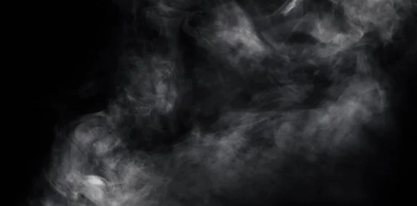 Αφηρημένη Εικόνα Του Λευκού Καπνού Ομίχλη Μαύρο Φόντο — Φωτογραφία Αρχείου