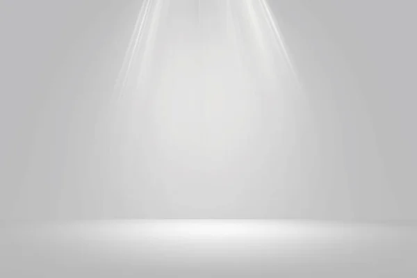 Sala Espacio Vacío Escenario Blanco Con Iluminación Puntual Fondo Gris — Foto de Stock