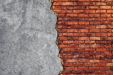 Tuğla duvar grunge doku arkaplanlı boş alan alçısının soyut resmi.