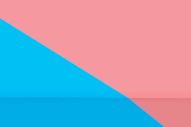 Boş uzay stüdyosunun soyut görüntüsü pembe ve mavi renkli arkaplan.