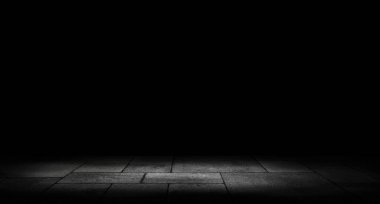 Stüdyo karanlık odasının boş alanı Beton zemin grunge doku arkaplanı.
