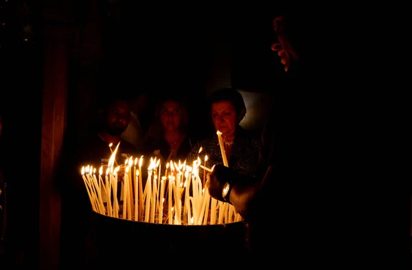 Ofrenda Vela Santo Sepulcro Tierra Santa Jerusalén — Foto de Stock