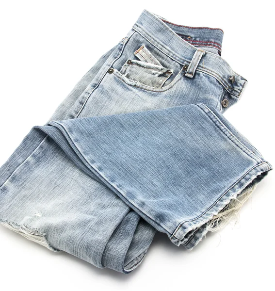 Jeans azul isolado no fundo branco — Fotografia de Stock