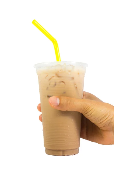 Caffè freddo in tazza di plastica — Foto Stock