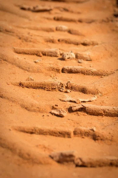 Trace of a tyre in the sand — Stock Photo, Image