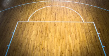 ahşap yerde Basketbol Sahası