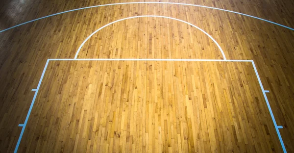 木製の床のバスケット ボール コート — ストック写真