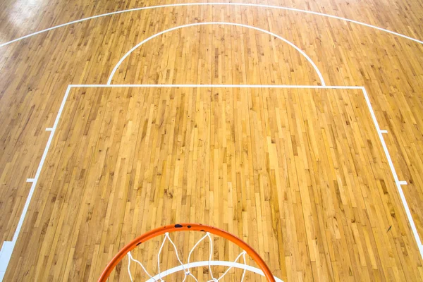 Trägolv basketplan — Stockfoto