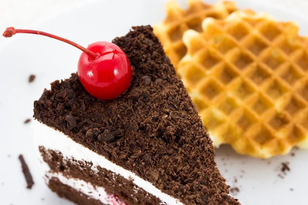 Rebanada de pastel de chocolate — Foto de Stock