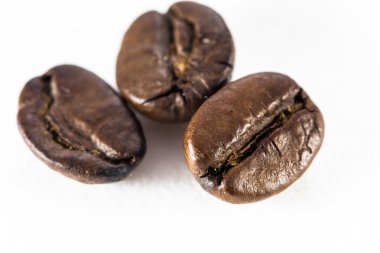 Beyaz arkaplanda kahve çekirdeği