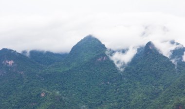 Güzel büyük Dağları sis ile