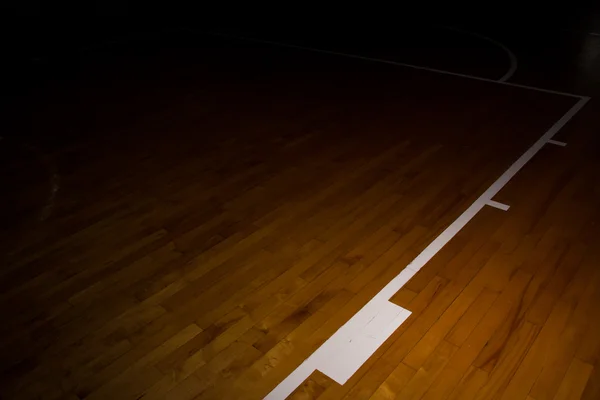 Pavimento in legno campo da basket con effetto luce — Foto Stock