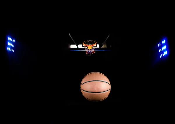 Basketball  court floor as a sports ,with floodlights — Stock Photo, Image