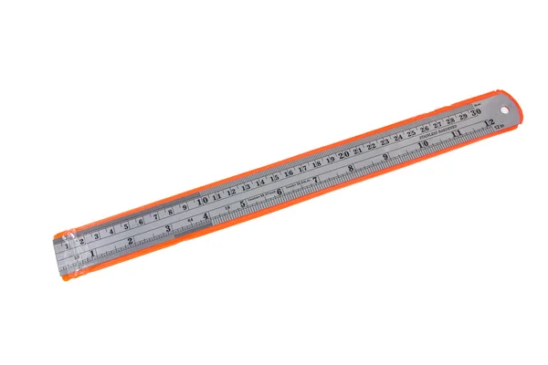 Metal ruler isolated on white background — Stock Photo, Image