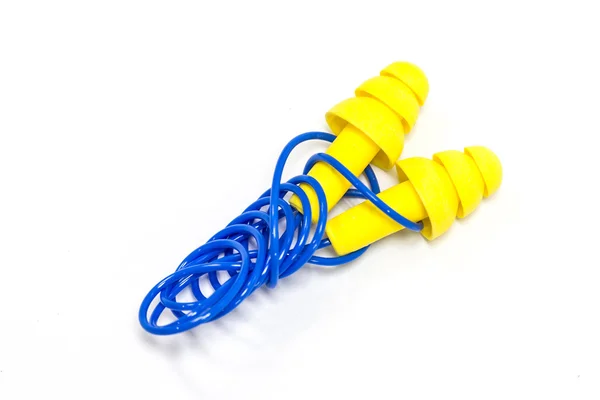 Tapones amarillos con banda azul — Foto de Stock