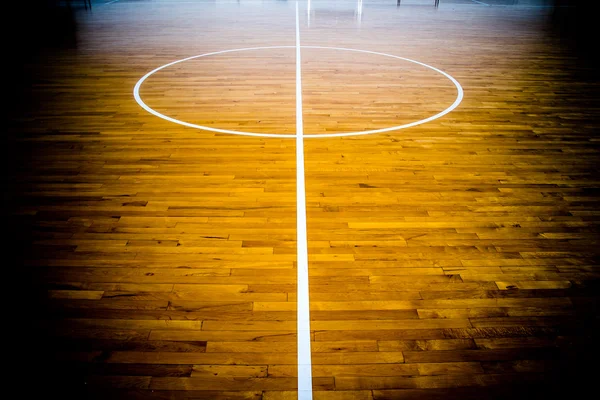 Wooden floor basketball court — Stock Photo, Image