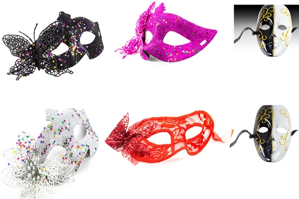 Carnaval masker versierd met ontwerpen op een witte achtergrond — Stockfoto