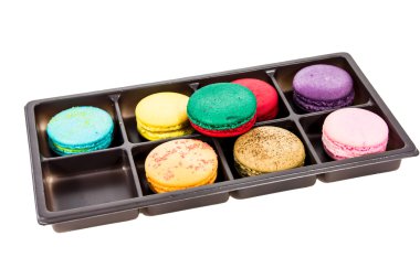 Geleneksel Fransız renkli badem kurabiyeleri.